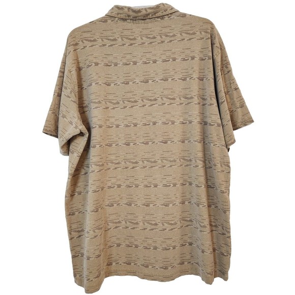 BIG SKY OUTFITTERS Brown Beige Stripe Polo Short Sleeve Shirt Men's Size XL - Picture 2 of 6